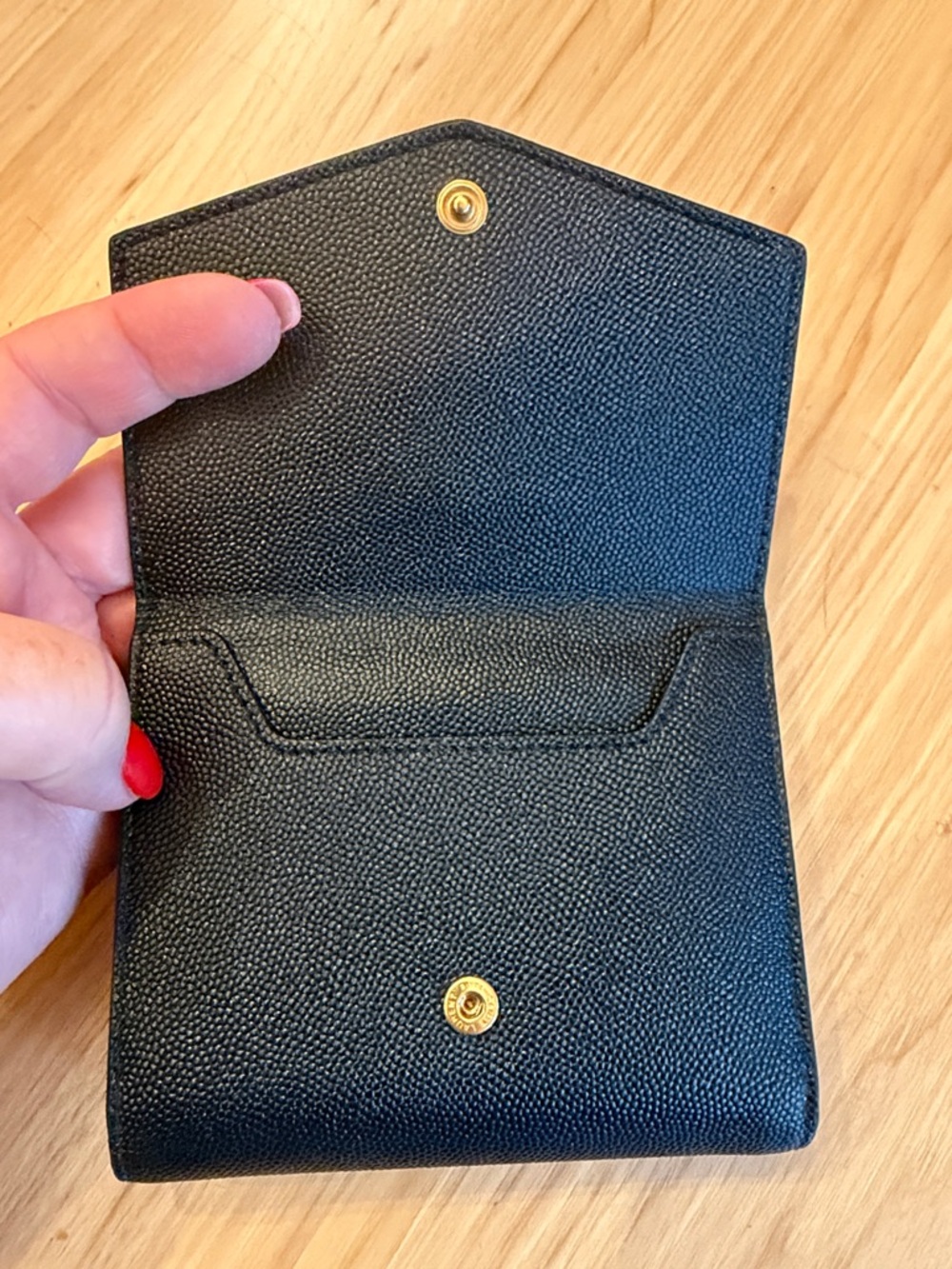 Saint Laurent UpTown Compact Wallet Black Grain Leather w/ Gold Hardware $630 - Picture 11 of 16